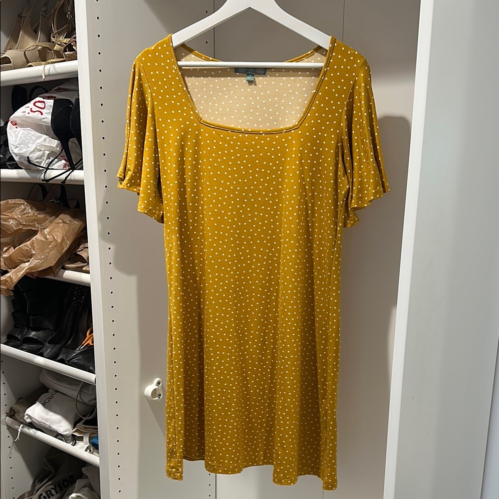 Good Luck Gem Gold Short Sleeve Relaxed Mini Dress